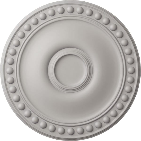 Ekena Millwork Foster Ceiling Medallion (Fits Canopies up to 5 5/8"), Hnd-Painted Ultra Pure White, 19 1/8"OD x 1"P CM19FOUWF - main